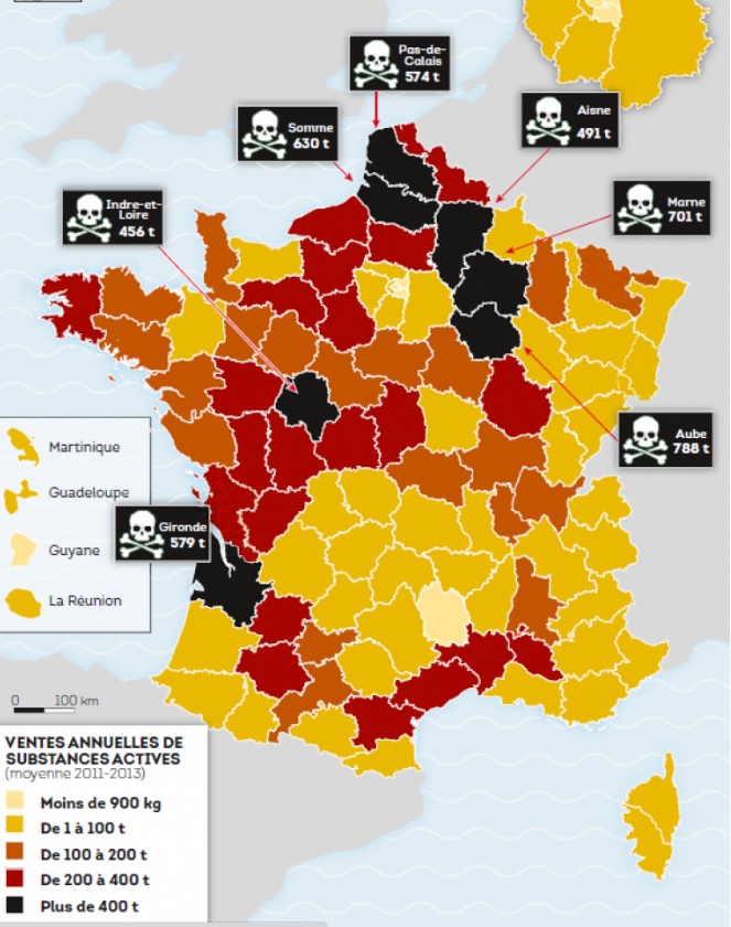 Carte des pesticides en Gironde